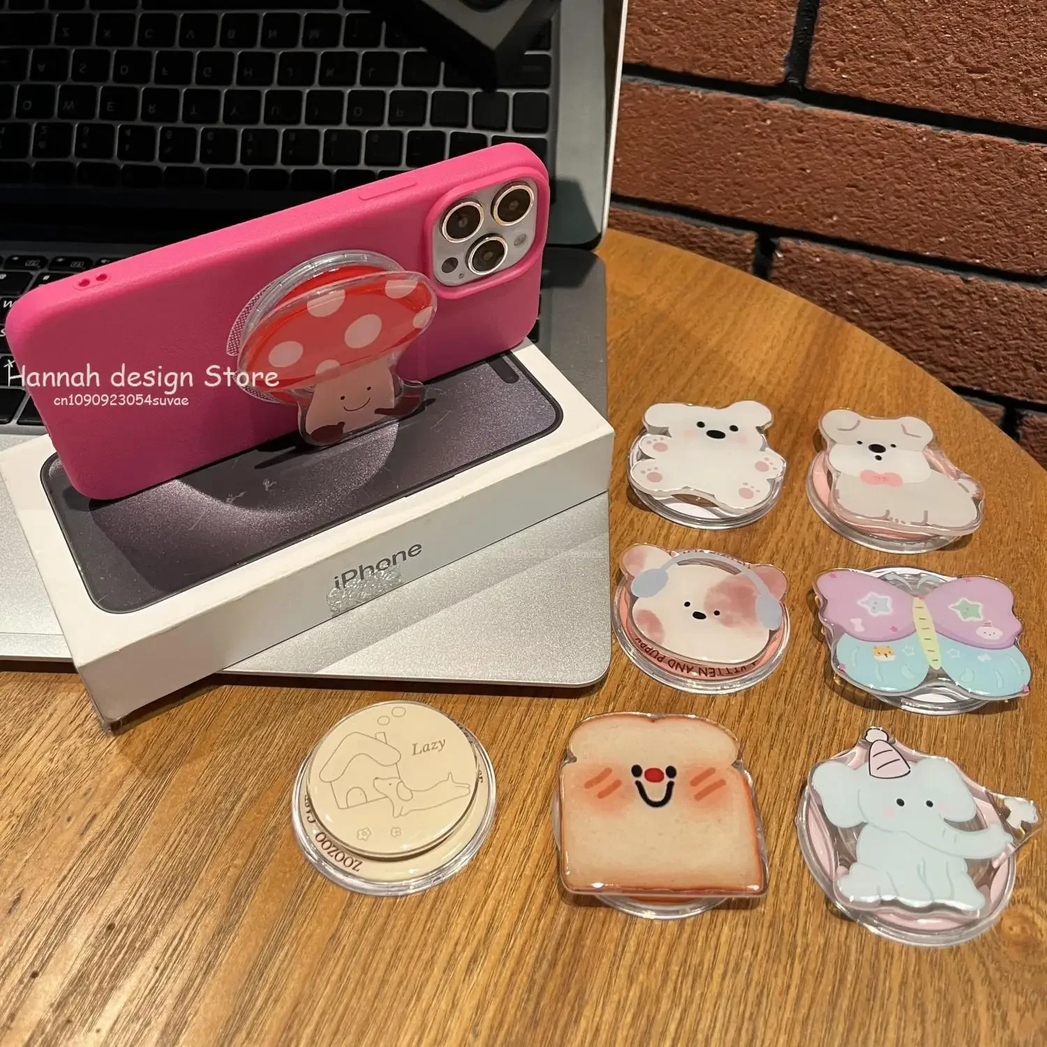 

Корейский милый мультяшный щенок для Magsafe, магнитная подставка для телефона Griptok Grip Tok для iPhone 15, 14, 12, держатель для беспроводной зарядки, кронштейн