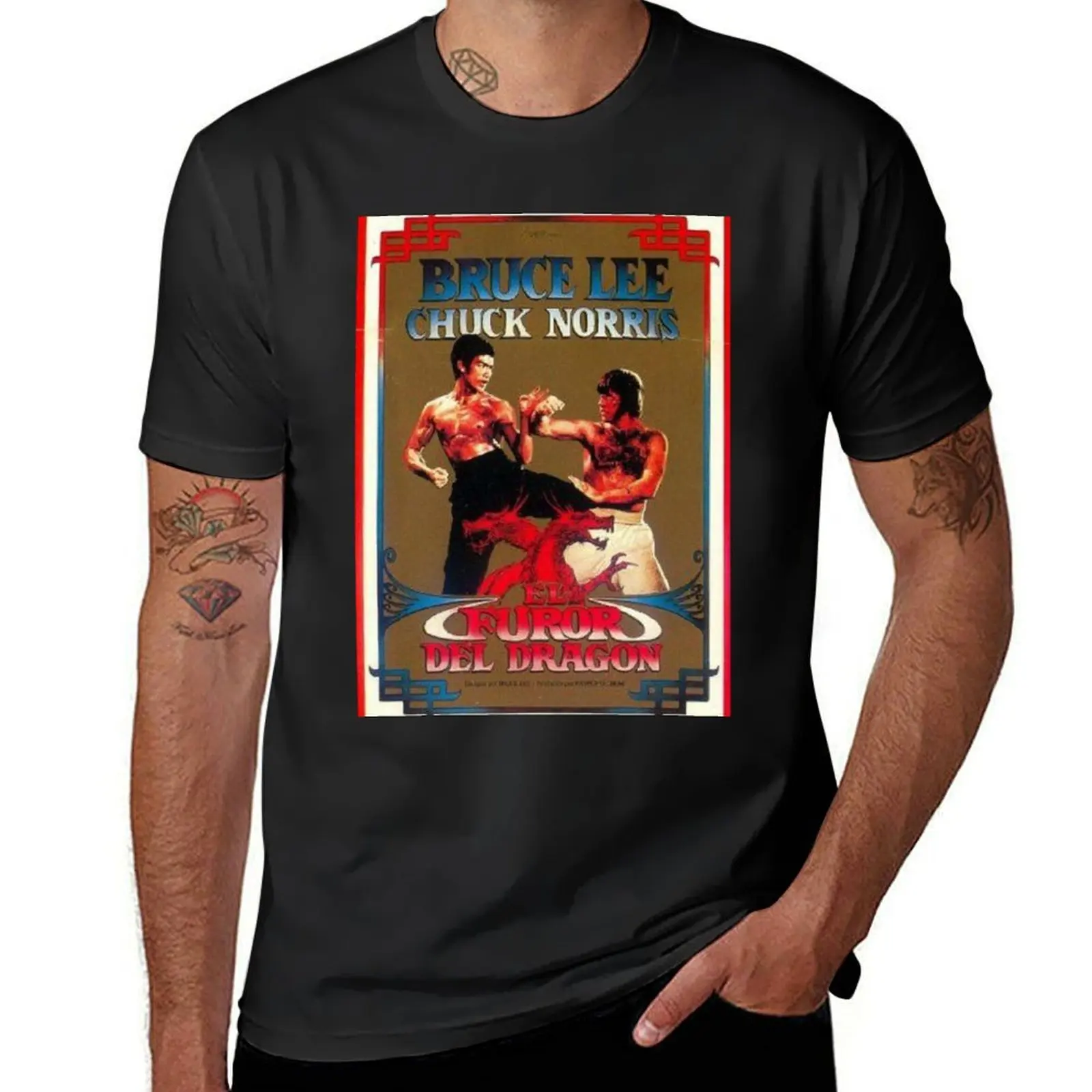 The Way of the Dragon Movie Poster T-Shirt heavyweights blacks clothes for men