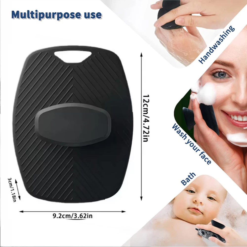 Silicone Body Scrubber Bath Wash Brush Exfoliating Loofah Body Brush Shower Face Scrubber Handle Wet & Dry Brushing for Man Wom