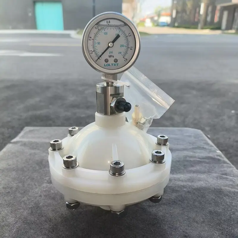 PVDF/stainless steel, diaphragm pulse damper SUS buffer tank, airbag with pressure gauge