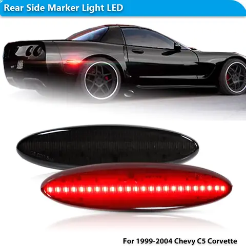 2x Fits For Chevrolet Chevy Corvette C5 1997-2004 Red Lens Rear Red Led Fender Side Marker Lights OEM 16523536 16524722