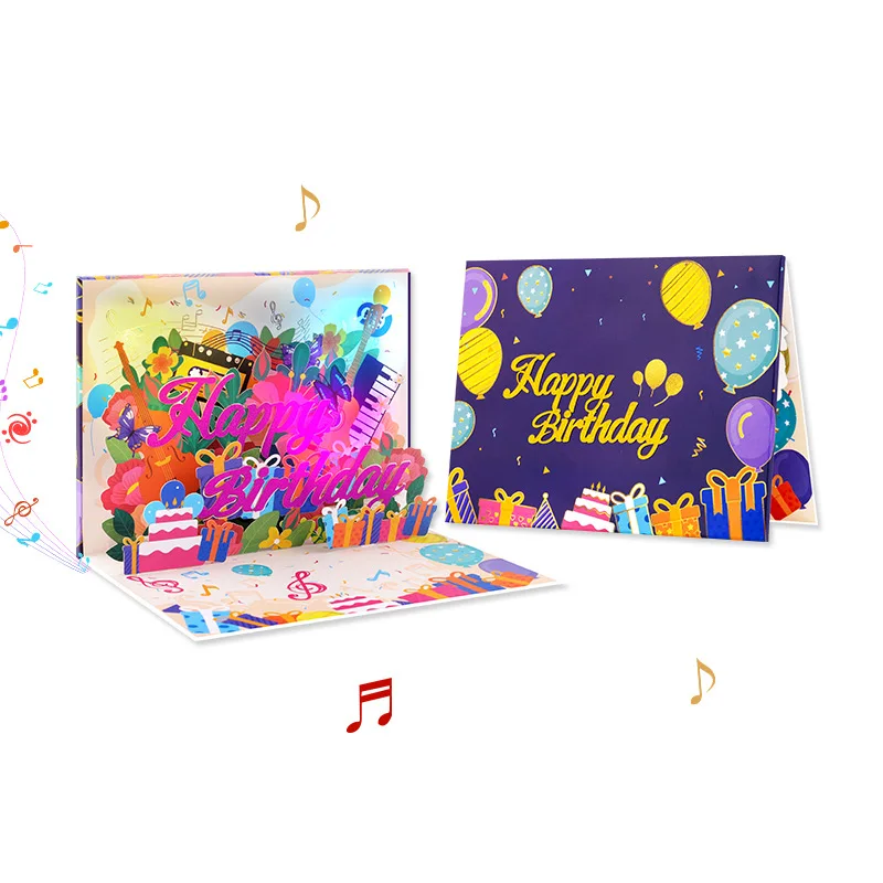 

2026 New Birthday Card with Music & Light, Musical Birthday Pop Up Card, 3D Music Birthday Card Happy Birthday Floral Bouquet