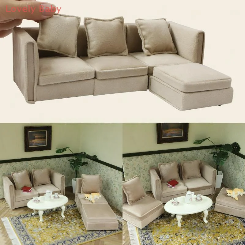 【BBS-7】1Set Simulazione Sedie da soggiorno in miniatura 1:12 Mini mobili per casa delle bambole Divano ad angolo Bambini Giochi di imitazione Decorazioni fai da te