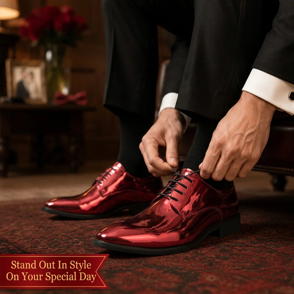 Luxury Men Metallic Mirror Surface Dress Shoes Pointed Toe Lace Up Oxford Shoes Wedding Party Formal Event Leather Footwear
