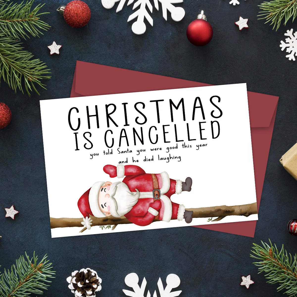 1 Stück lustige Weihnachtsgrußkarte mit Umschlag, humorvolles Design, Geschenk für Freund, Familie, Kollege, Strumpffüller, Weihnachtsparty-Geschenk – Detail 6