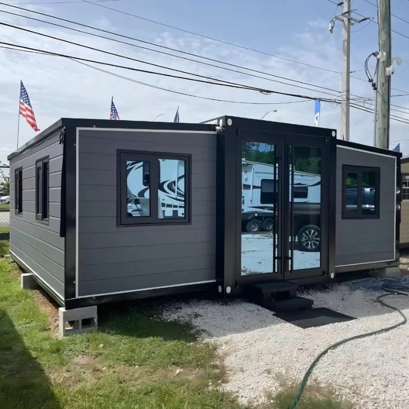 فيلا فاخرة جاهزة الصنع، منزل حاوية قابل للتوسيع بطول 40 قدمًا، غرفتان، وحدات محمولة جاهزة