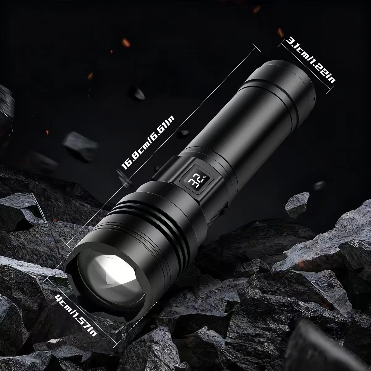 

Перезаряжаемый светодиодный фонарик, масштабируемый, сверхяркий, с высоким люменом, 3 режима, питание от USB, батарея 4-5 часов в комплекте для экстренных случаев, автомобиля