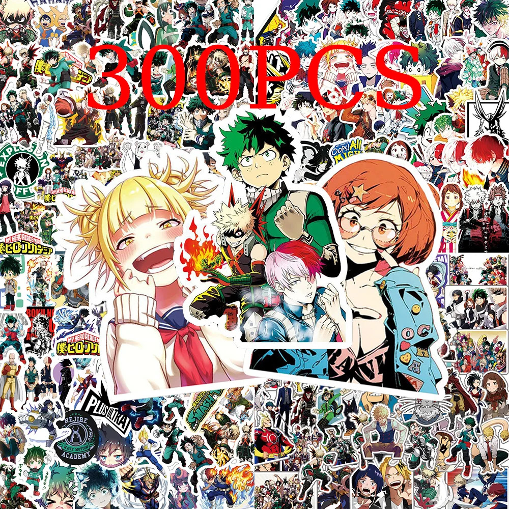 50/100/200/300pcs Pegatinas de Anime My Hero Academia, Calcomanías de Dibujos Animados para Laptop, Papelería, Bicicleta, Maleta, Adhesivos Manga