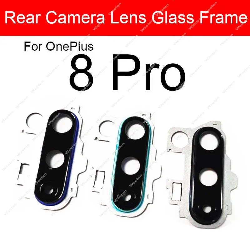 Back Camera Glass Lens With Frame For Oneplus 1+ 8 9 8Pro 9Pro 8T 9R Rear Camera Glass Lens with Sticker Repair Replacement Part