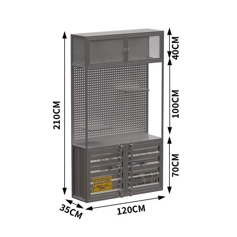 Industrial Wind Wrought Iron Helmet Display Cabinet Locomotive Club Motorcycle Cycling Equipment Storage Cabinet Display Stand