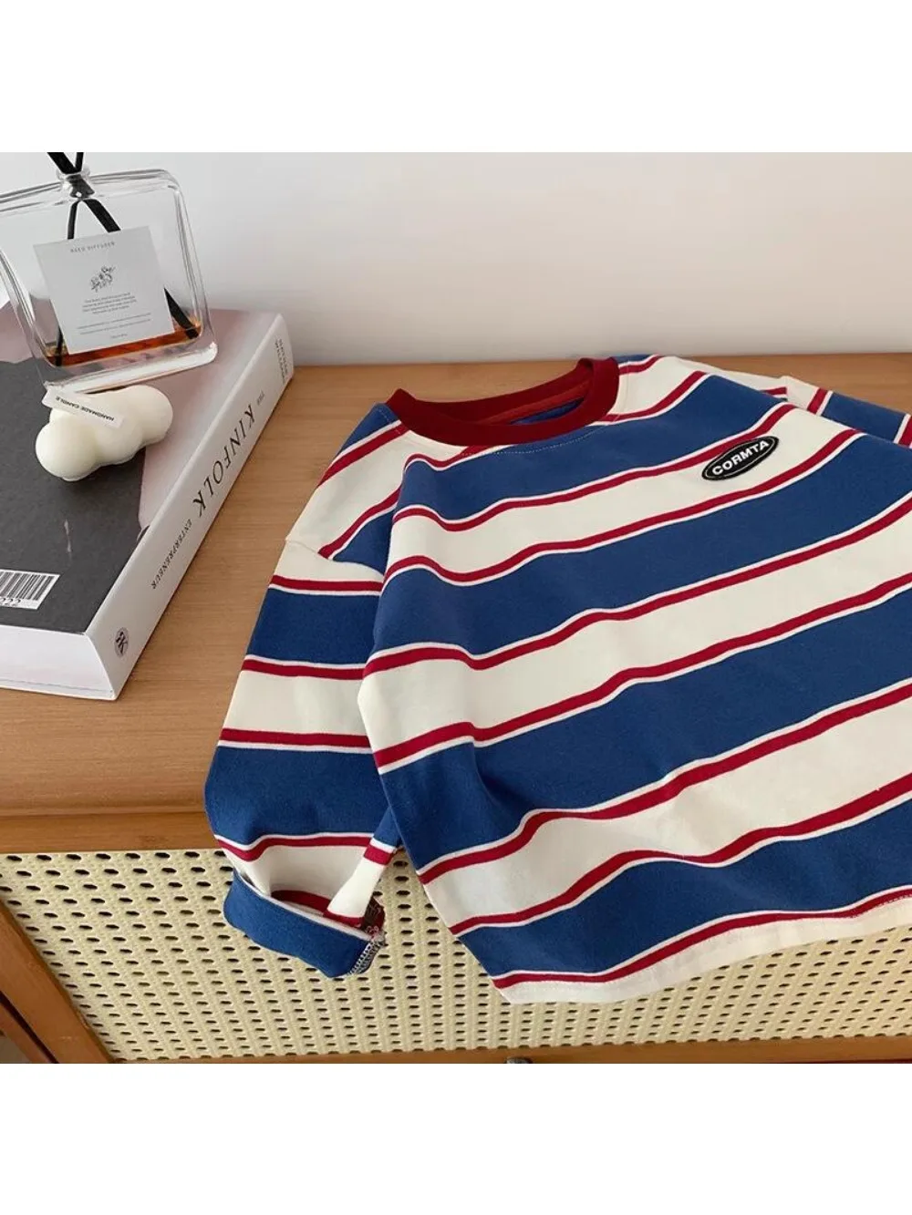 5569-1 Kinderen T-shirts met lange mouwen 2025, Lente Herfst Gestreept Jongen Sweatershirt Knappe Dieptepunt Shirts Tops
