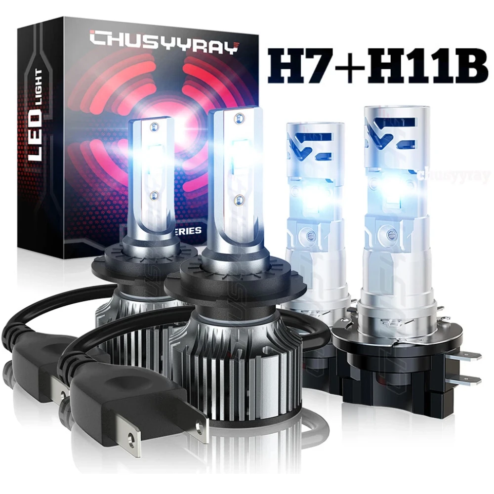

4x H7+H11B Canbus LED Headlight High/Low+Fog Lamp Bulbs For Hyundai Santa Fe Sport 2013-2016 12V 6500K 100000LM Plug and play