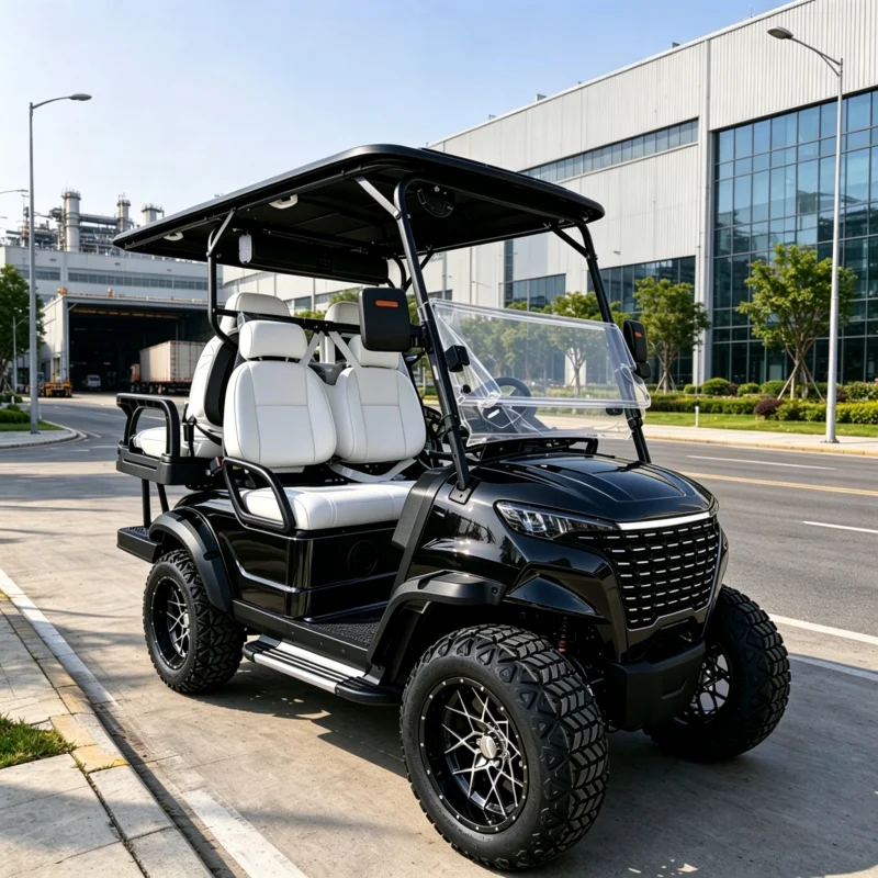 Industrial 4WD Electric Golf Cart, Custom Color Option, Electronic Brake, 4-Seat Off-Road Vehicle for Plant & Park Use