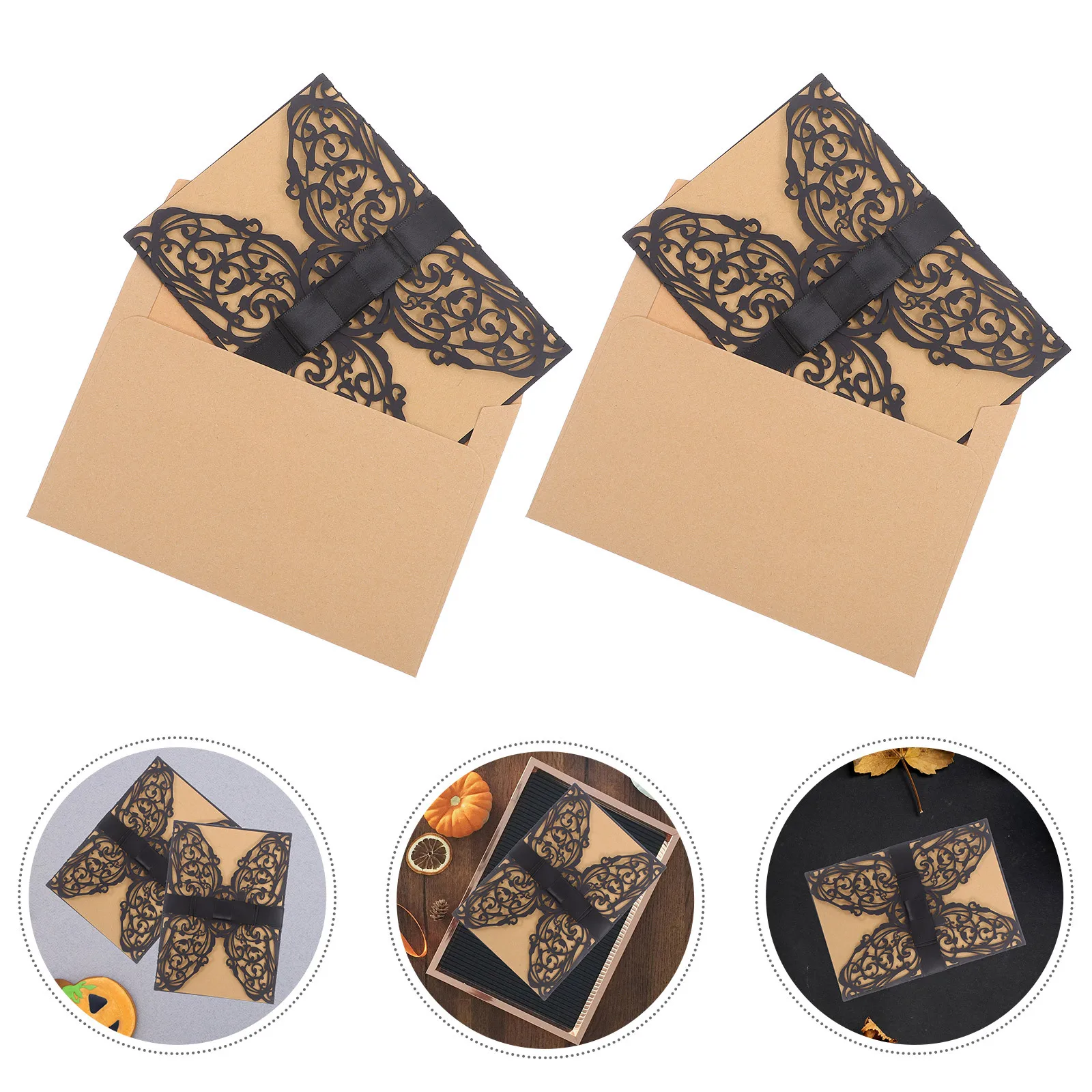 

10Pcs Elegant Invitation Cards Laser Cut Floral Pattern Ideal for Bridal Shower Baby Shower Graduation Holiday Party Use