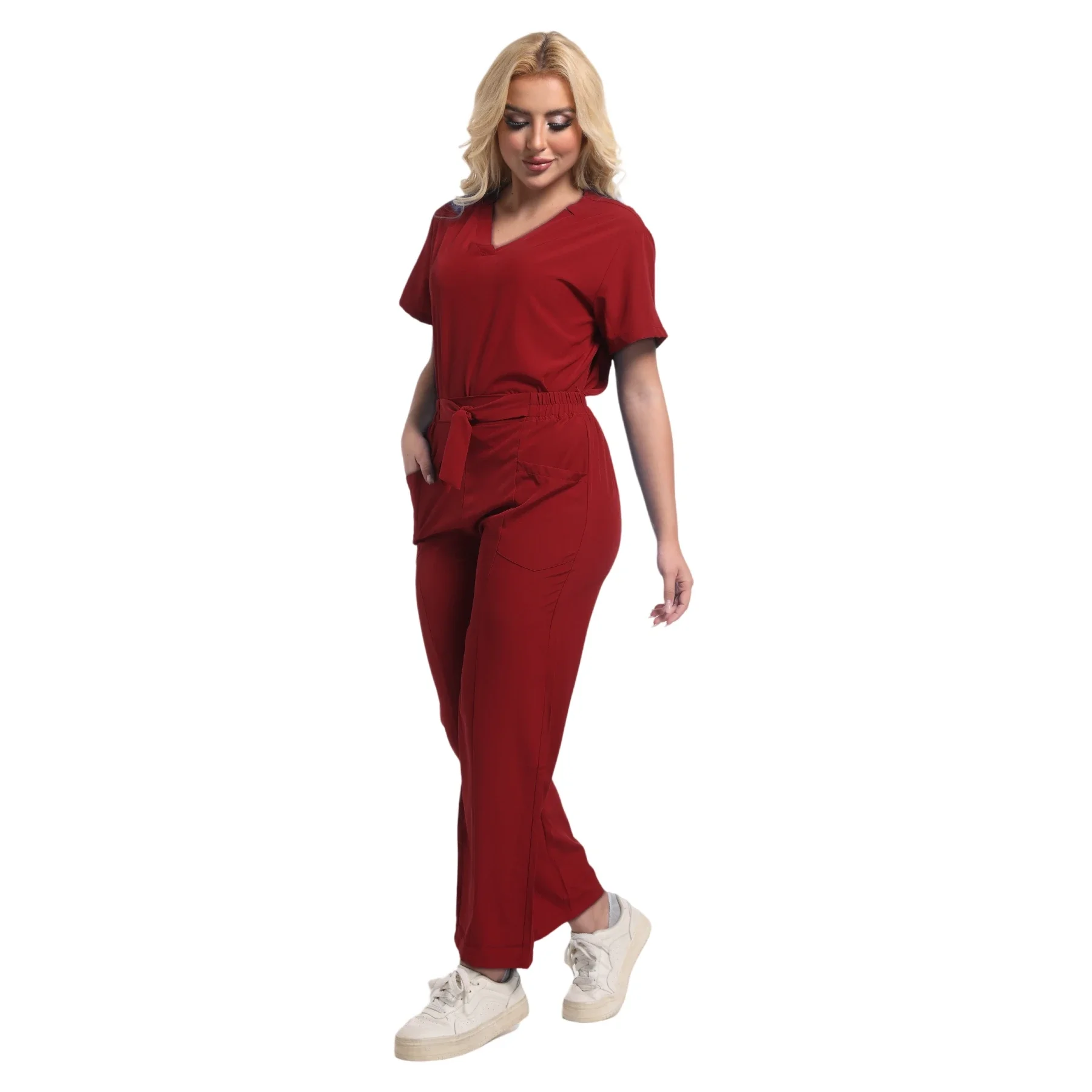 Medical Nurse Uniforms Vet Beauty Workwear Colorful Clinical Scrub Top Pant Doctor Nursing Suit Surgical Uniform Women Scrub Set