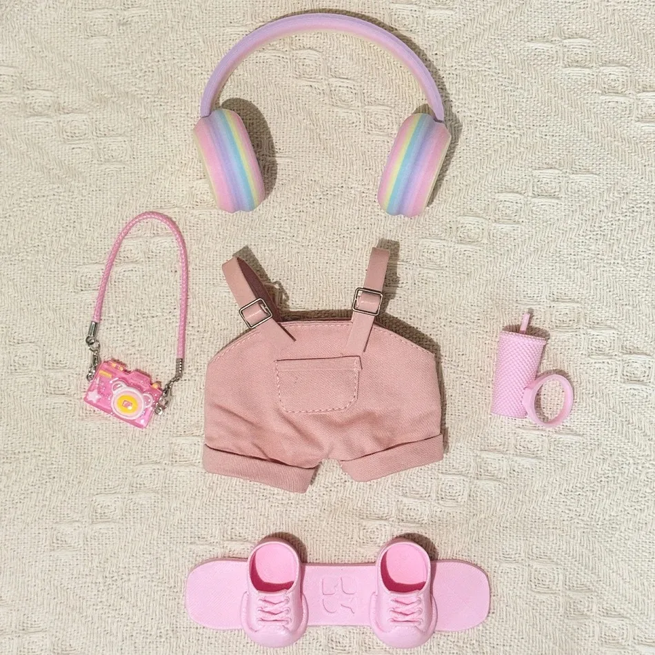 

Одежда для куклы labubu Big in energe, футболка, джинсовая бейсболка, юбка на бретельках, одежда для куклы labubu 17 см, аксессуары для наряда