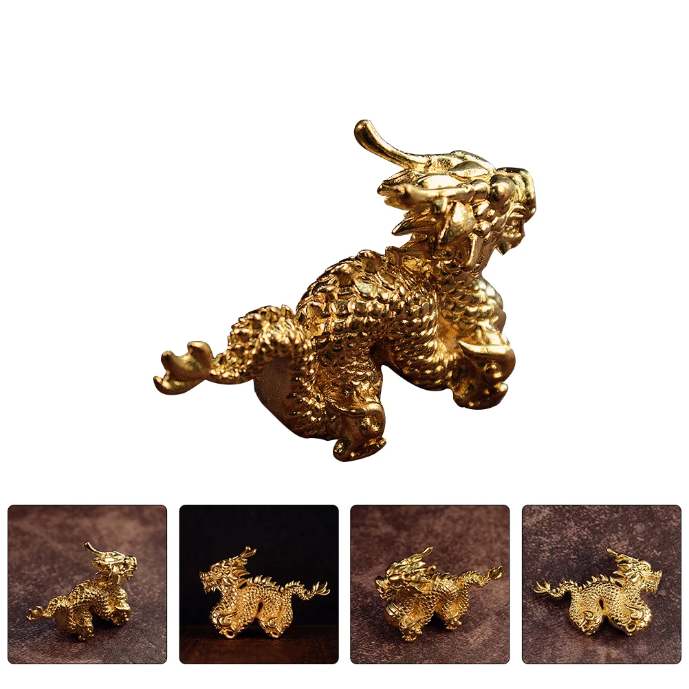 

Golden Dragon Ornament Hooded Decoration Decorations Chinese Brass Table Figure Zodiac