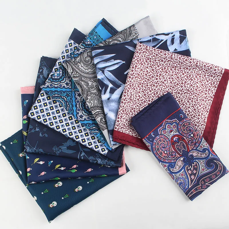 English Sle Retro Pattern Men's Suit Pocket Square Silk Fabric Waistcoat Handkerchief Korean Version Floral Print Formal Wear