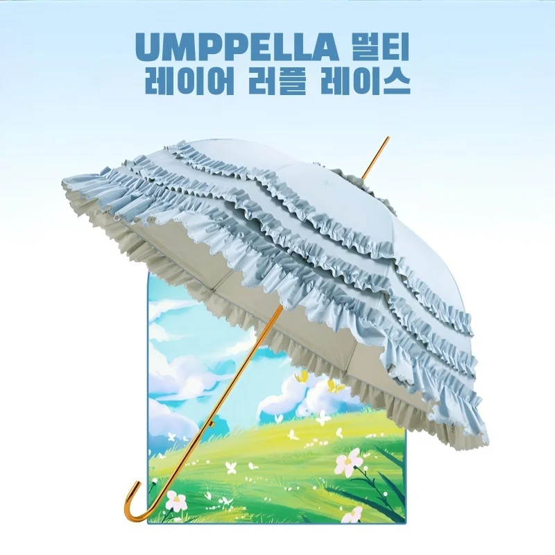 

Креативный зонт, винтажный кружевной зонт принцессы, европейский свадебный красный зонт с длинной ручкой, маленький свежий зонт в дворцовом стиле Лолиты