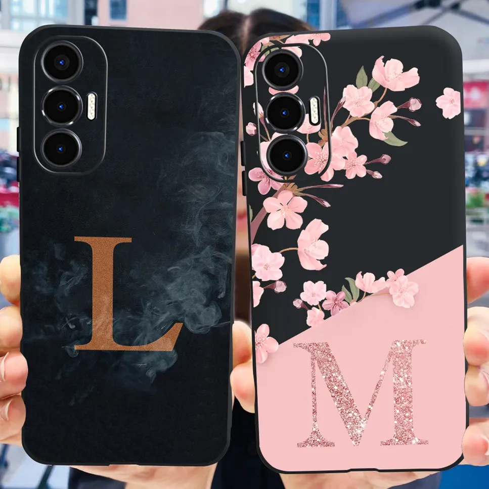 Per Tecno Pova 3 custodia alla moda lettera Luxury Flower TPU custodia morbida in Silicone per Tecno Pova3 LF7n custodia antiurto per telefono Coque