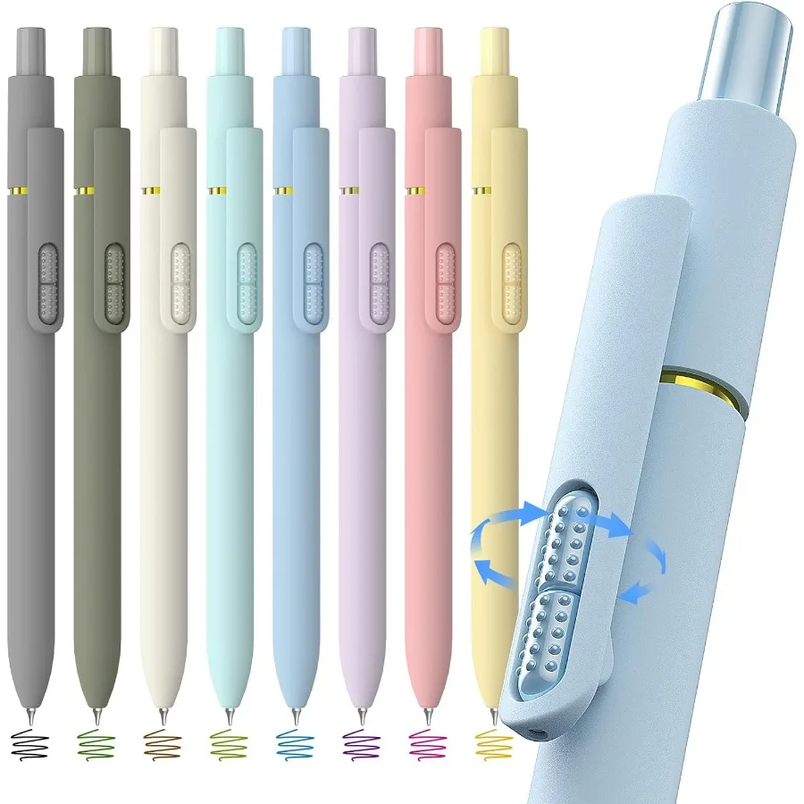 

8 Pack Colorful Gel Ink Pens QuickDry 0.7mm Fine Point Fidget Pens for Smooth Writing Jourling and Drawing Aesthetic Morandi Co