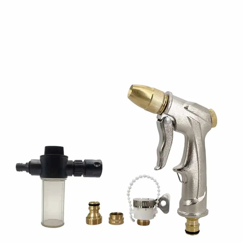 NEUES Hochdruck-Metall-Gartenwasserpistolen-Set mit 100ML Schaumbehälter für Haushalt, Autowäsche/Gartenreinigung und Bewässerung