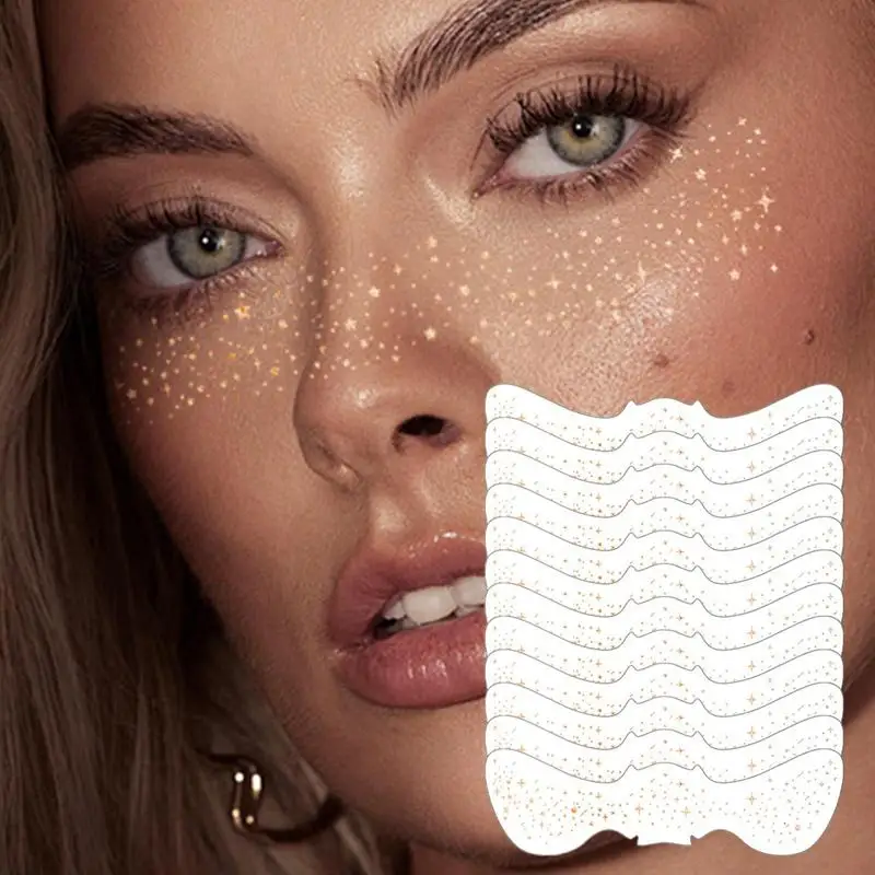 12Pcs Glitter Freckles Sticker Tattoo On Face Festival Accessories Glitter Bright Face Art Tattoo Sticker Face Jewels Decoration