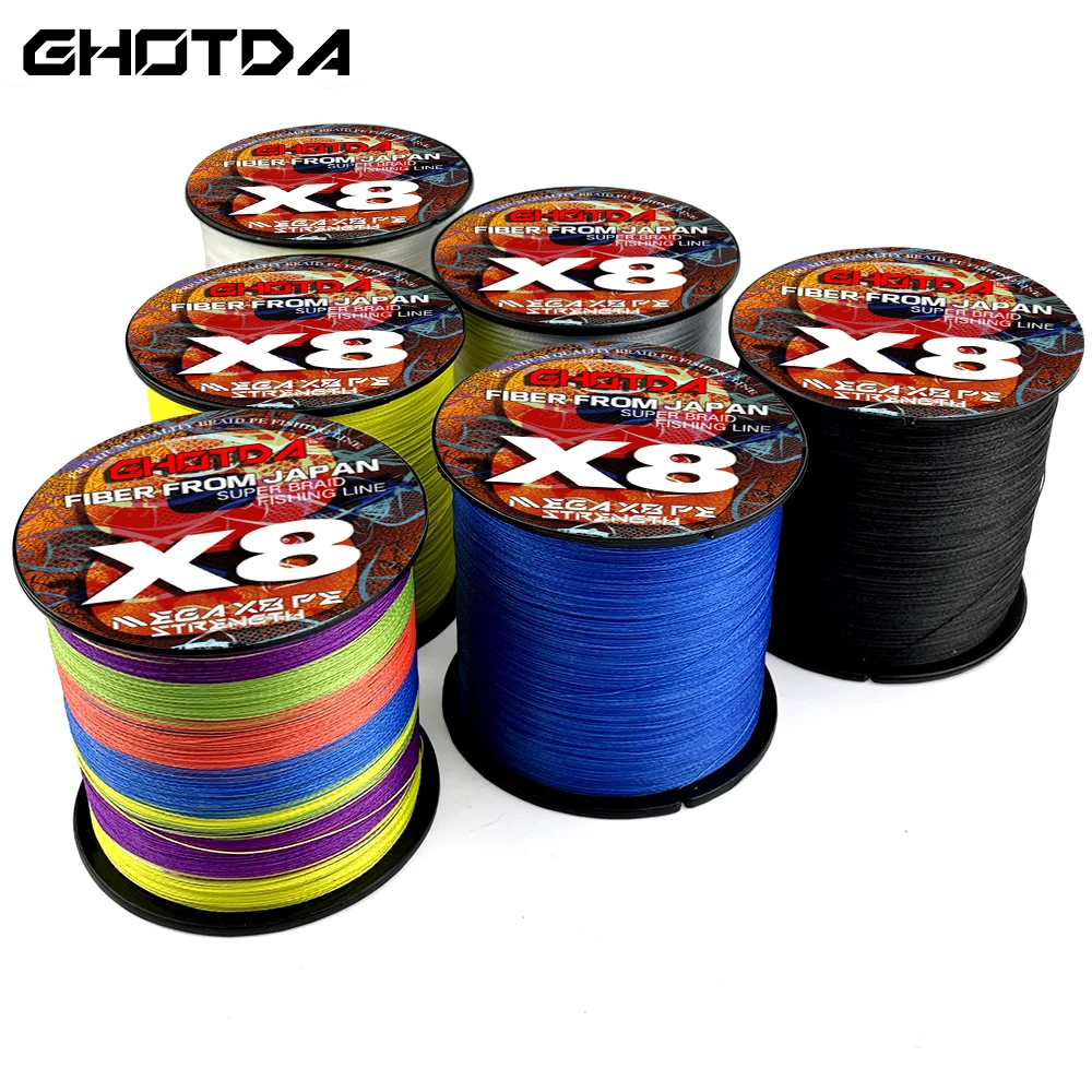 GHOTDA 8 Strands Braided PE Fishing Line 500M 1000M Fly Wire Multifilament Carp Wire X8 Japan Multicolor Sea Line Super Strong