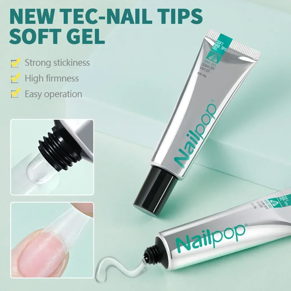 Nailpop เคล็ดลับเล็บและกาวเจลเล็บชุด Fast เล็บชุด Soft GEL UV 600 PCS Semi Matte เล็บและไฟล์เครื่องมือ