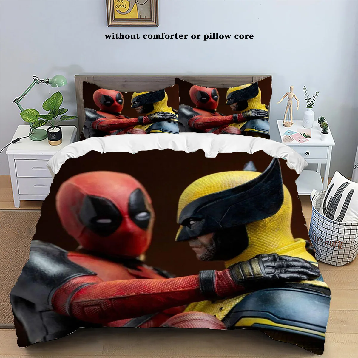 

Marvel Movie Deadpool & Wolverine Bedding Set Deadpool Quilt Duvet Cover Pillowcase Kids Bed Comfortable Bed Set Twin King