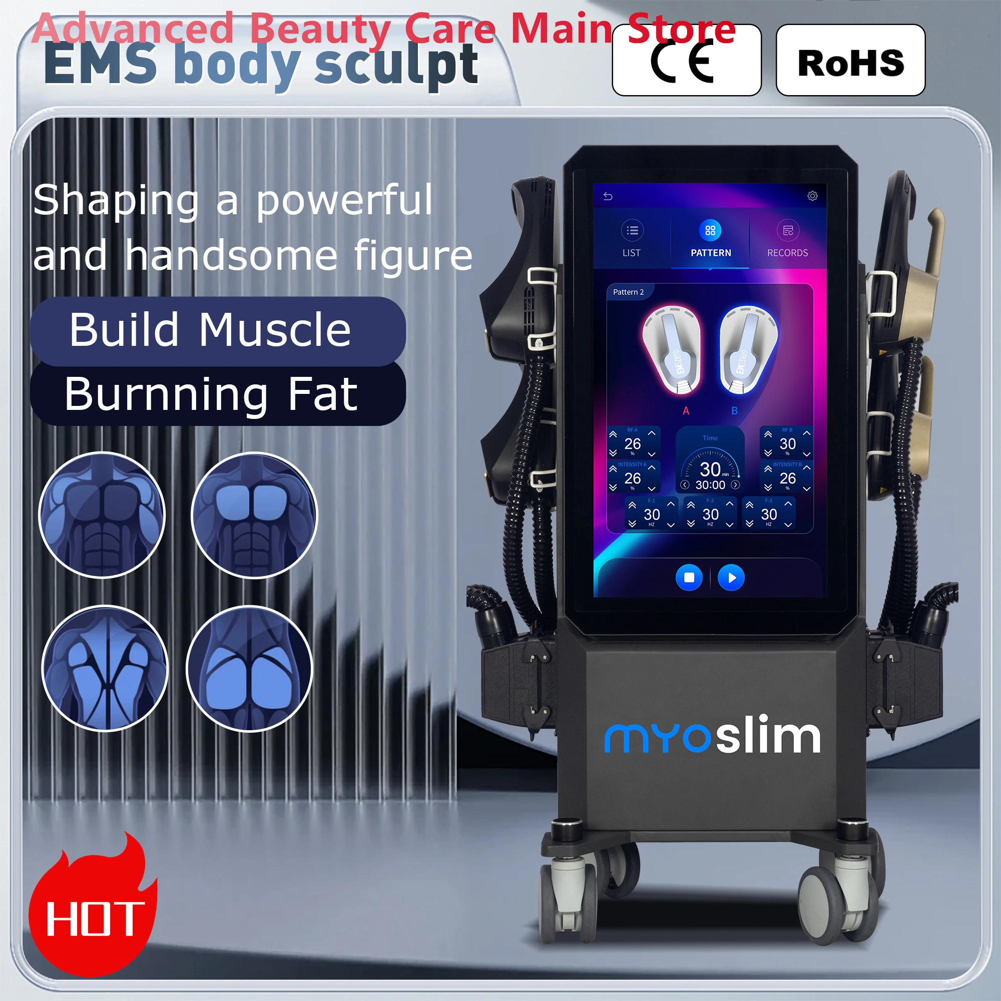 

RF Lose Weight Myoslim Body Sculpt Machine Sculpting Electromagnetic Stimulate Body Slimming Fat Reduction Muscle Builds Machine
