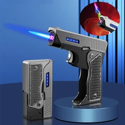 Metal Gas Electric Dual Purpose Foldable Gun Lighter Windproof Gas Electric Plasma USB Butane Torch Turbojet Flame Lighter