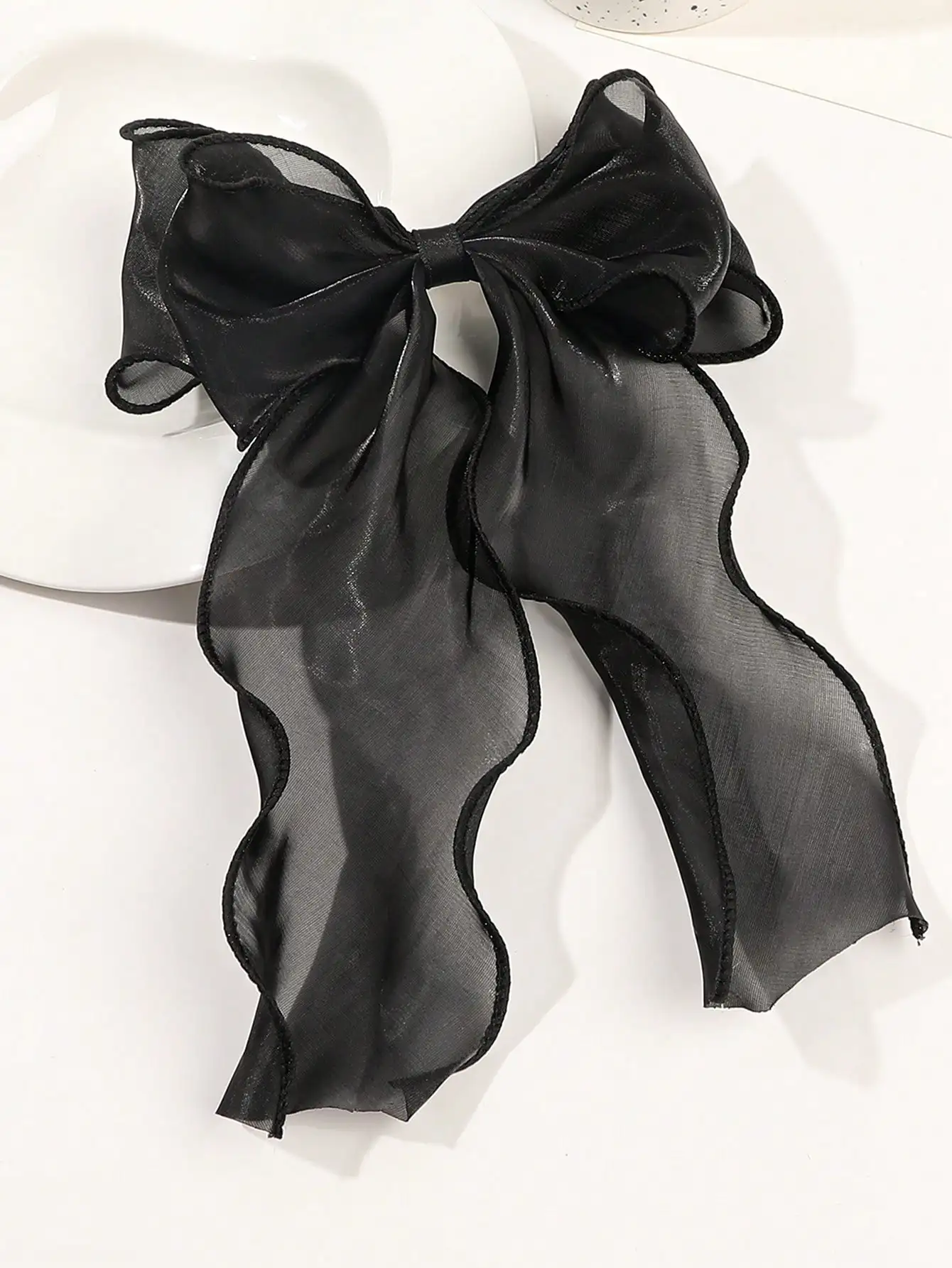 1Pcs Schwarz Polka Dot Organza Bogen Haar Clip frauen Flauschigen Band Hairgrip Französisch Kopfschmuck Süße Nette Haar Zubehör haarnadeln – Detail 8