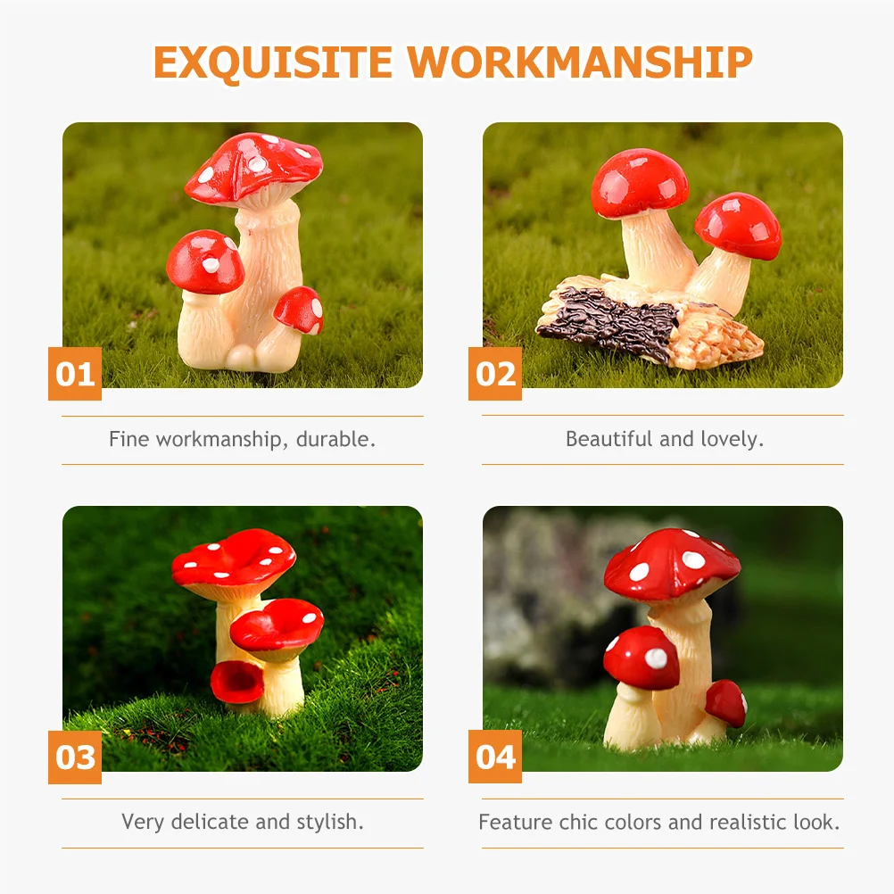 

15pcs Mini Mushroom Statue Decor Tiny For Garden Bonsai Landscape Micro Decoration Ornament Sculpture