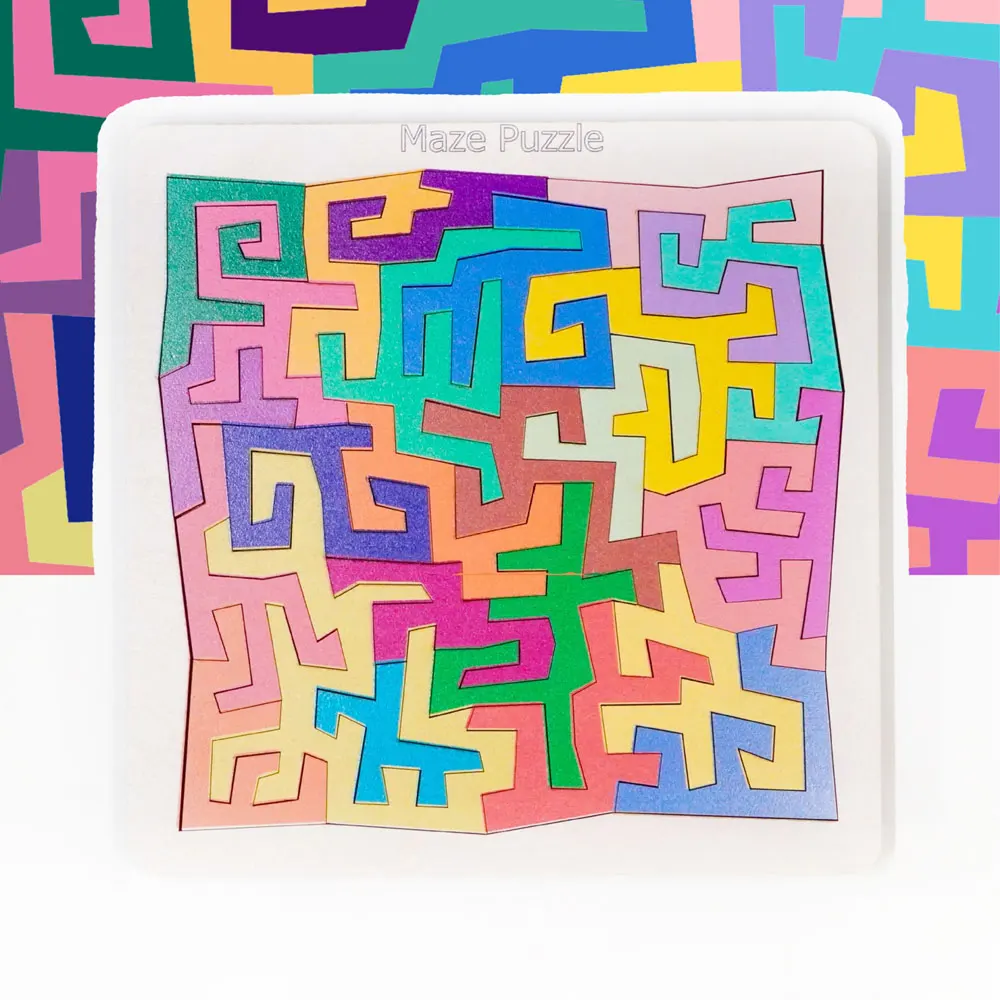 Colorful Wooden Block Puzzle Desktop Assembly Toy for Stress Relief Creative 10-Level Brain Teaser for Kids Birthday Gifts UG404