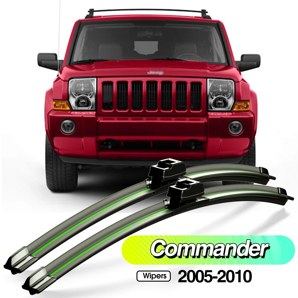 For Jeep Commander 2005-2010 2pcs Front Windshield Wiper Blades Windscreen Window Accessories 2006 2007 2008 2009