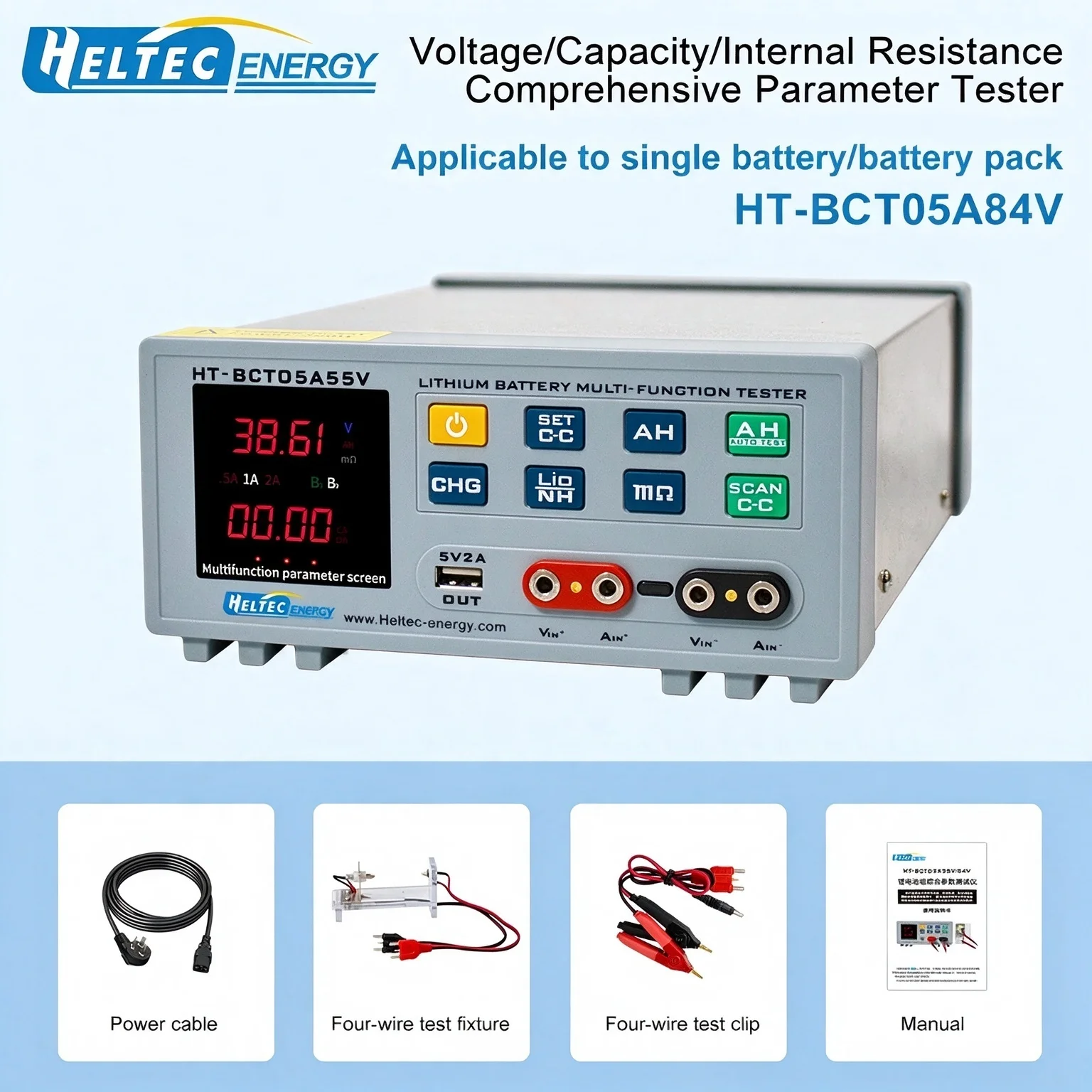 Heltec HT‑BCT05A84V 0‑84V Multifunction Battery Tester DC Internal Resistance Capacity Charge Discharge for Lithium Ni‑MH Battery Pack