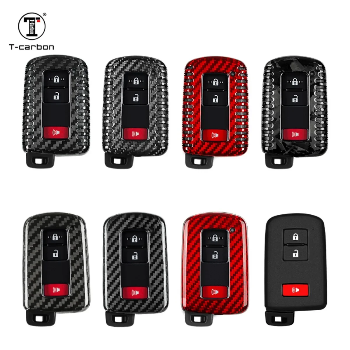 Carbon Fiber Car Key Case Cover Fit For Toyota Land Cruiser Tacoma 2023 New Auto Key Case Accessories