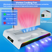 RGB For PS5 Slim Cooling Fan Stand Dual Controller Charger Station Headset Holder Console Accessories for 5 Slim