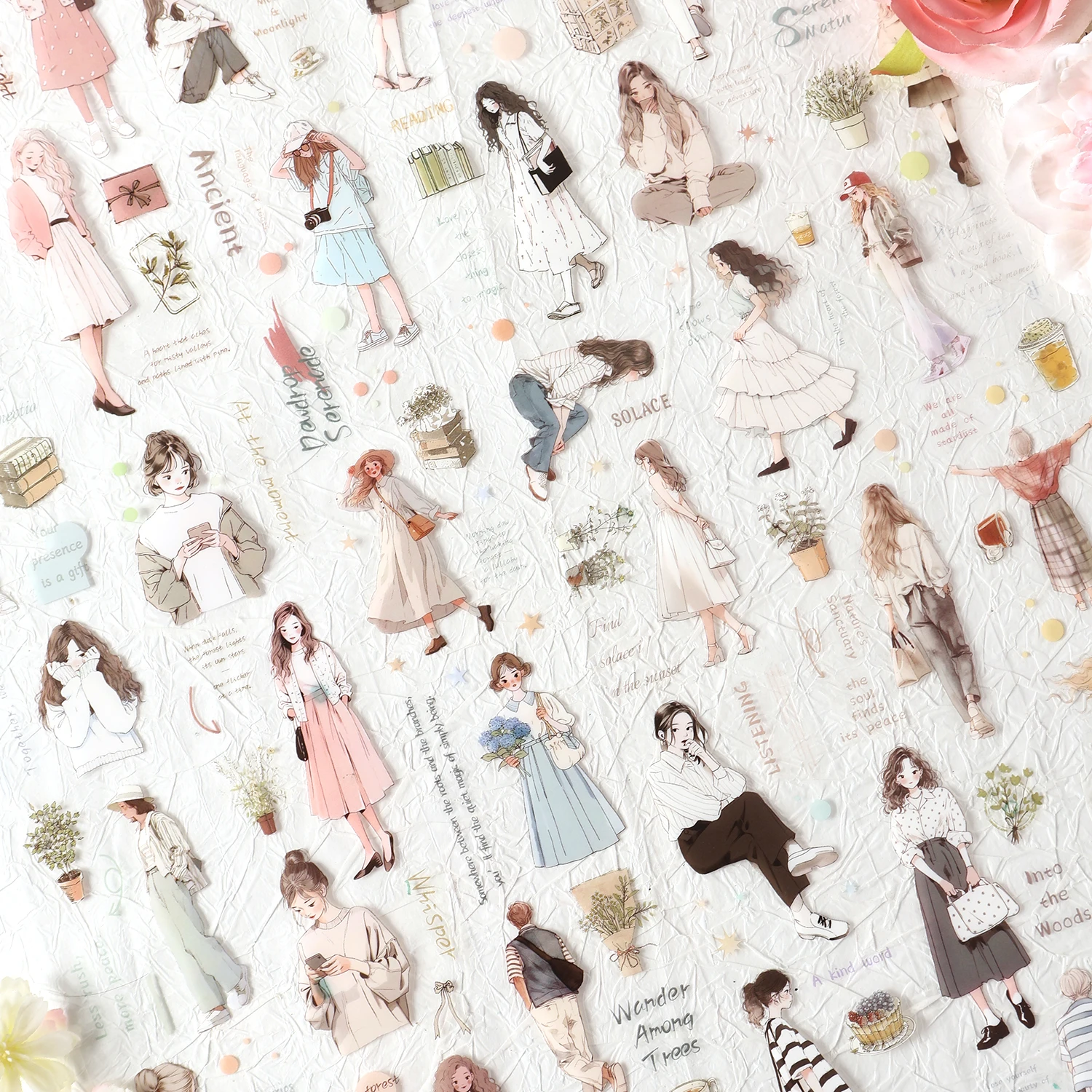 2 paquets/LOT poésie points forts série de la dynastie des fleurs mignon joli ruban décoratif rétro pour animaux de compagnie