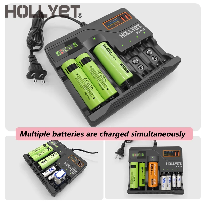 Battery Charger 18650 9V NI-MH battery AA and AAA Rechargeable Battery Charger usb For 26650/21700/14500/Mobile Phone/Fan Charge