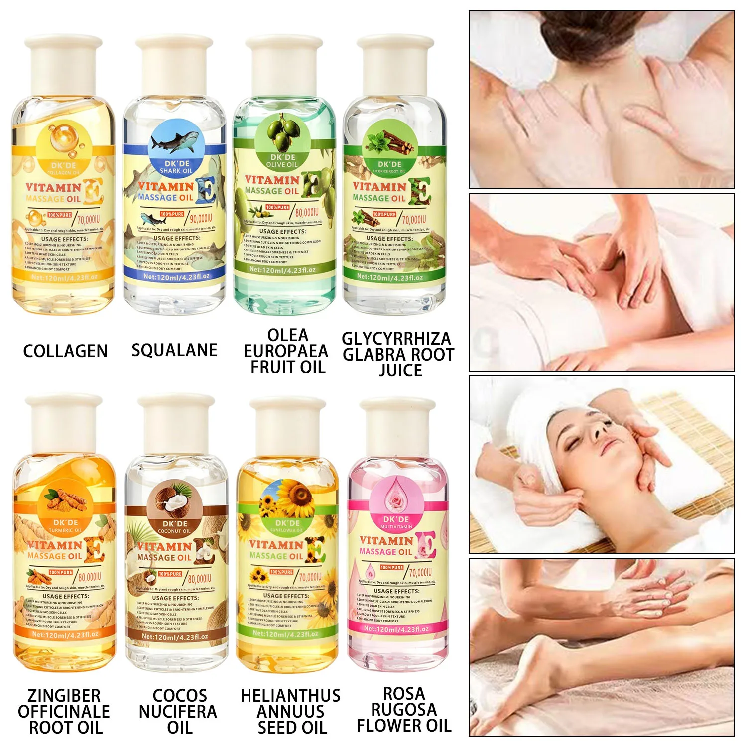 8 Colors Vitamin Body Massage Oil Moisturizing Non-sticky Skin Lotion All Skin Types