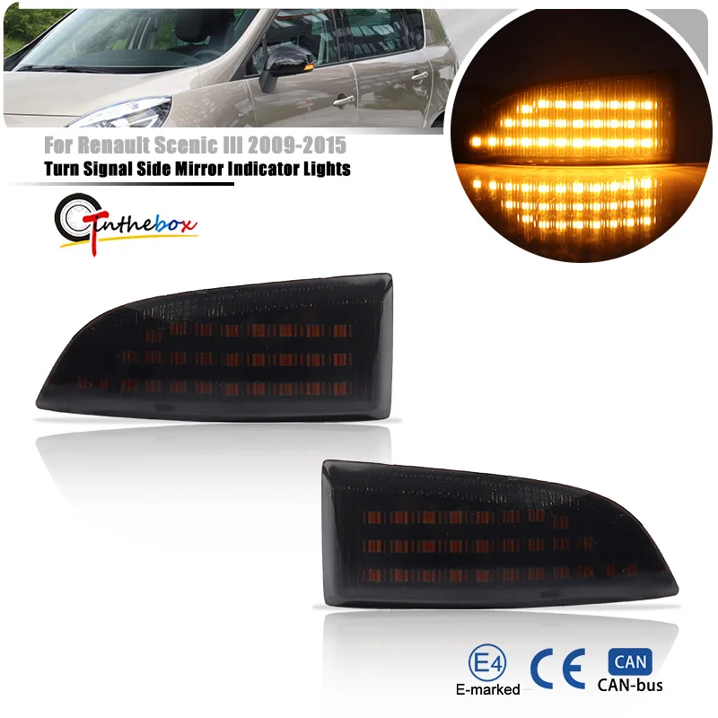 

LED Dynamic Turn Signal Light Mirror Sequential Indicator Lamp For Renault Megane MK3 Scenic Fluence Latitude Safrane Laguna III