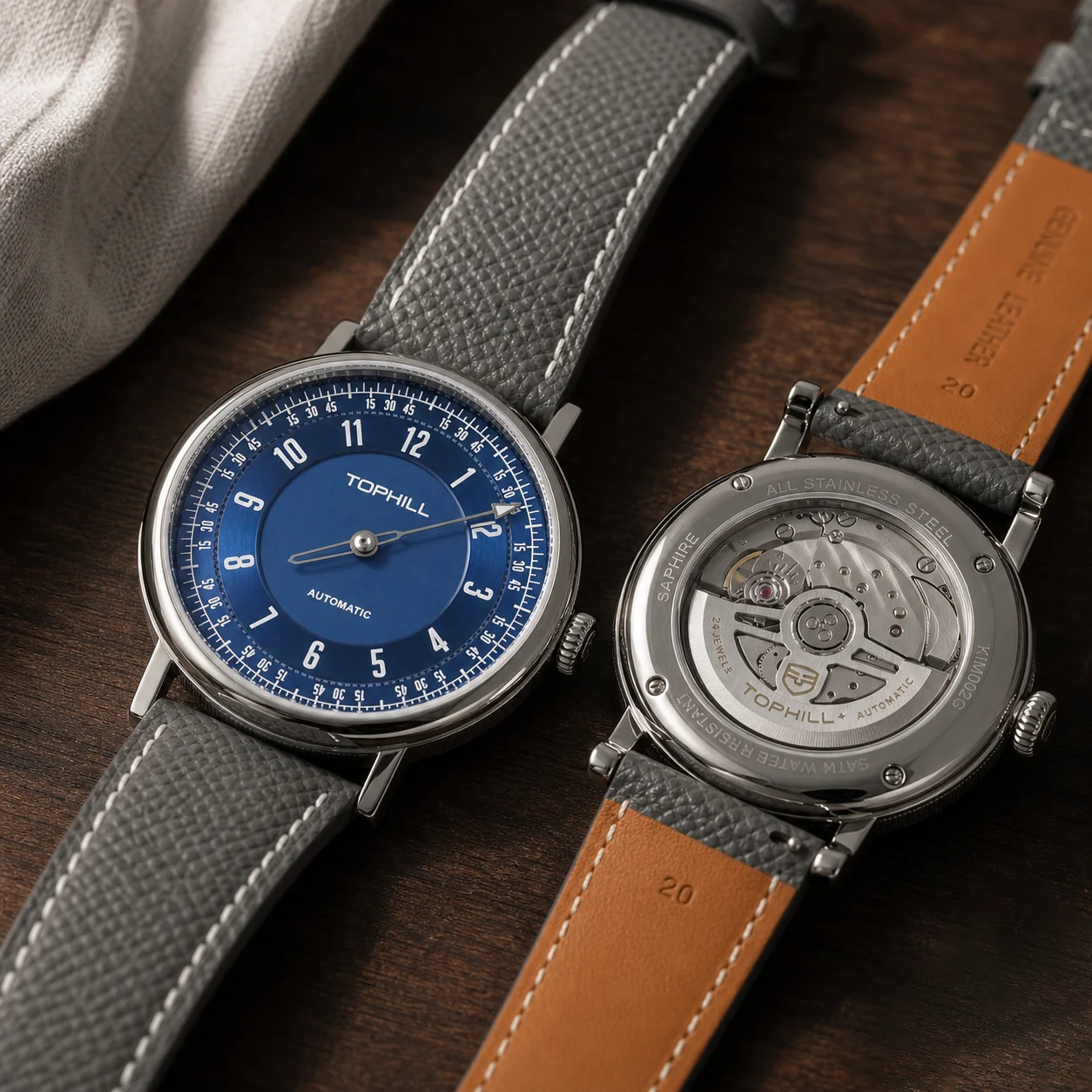 TOPHILL+ Watches Automatic 40mm Miyota 9039 One-Hand Watch For Men Mechanical Business Single Pointer Arabic Numerals KIM002G