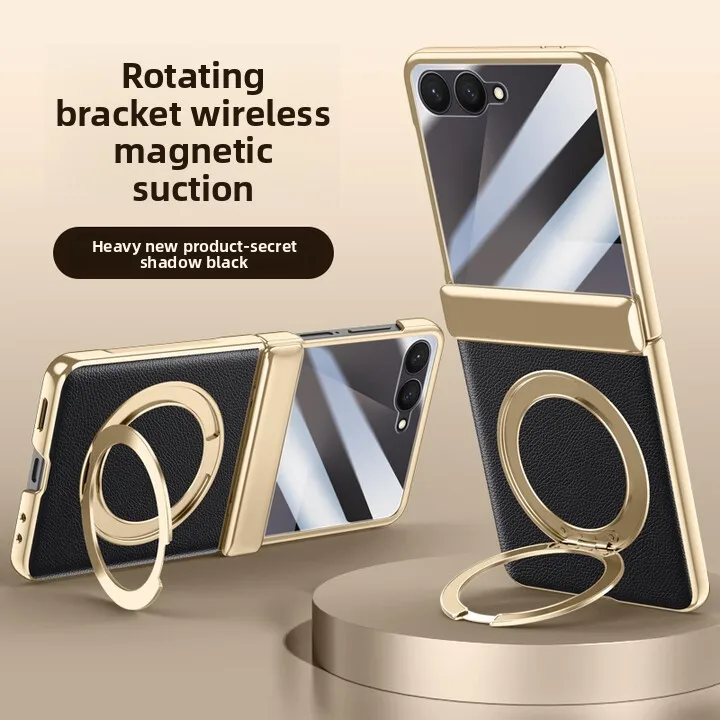 

For Samsung Z Flip7 Case New Zflip7 Flip PU Leather Cover with Stand Wireless Magnetic Full Protection