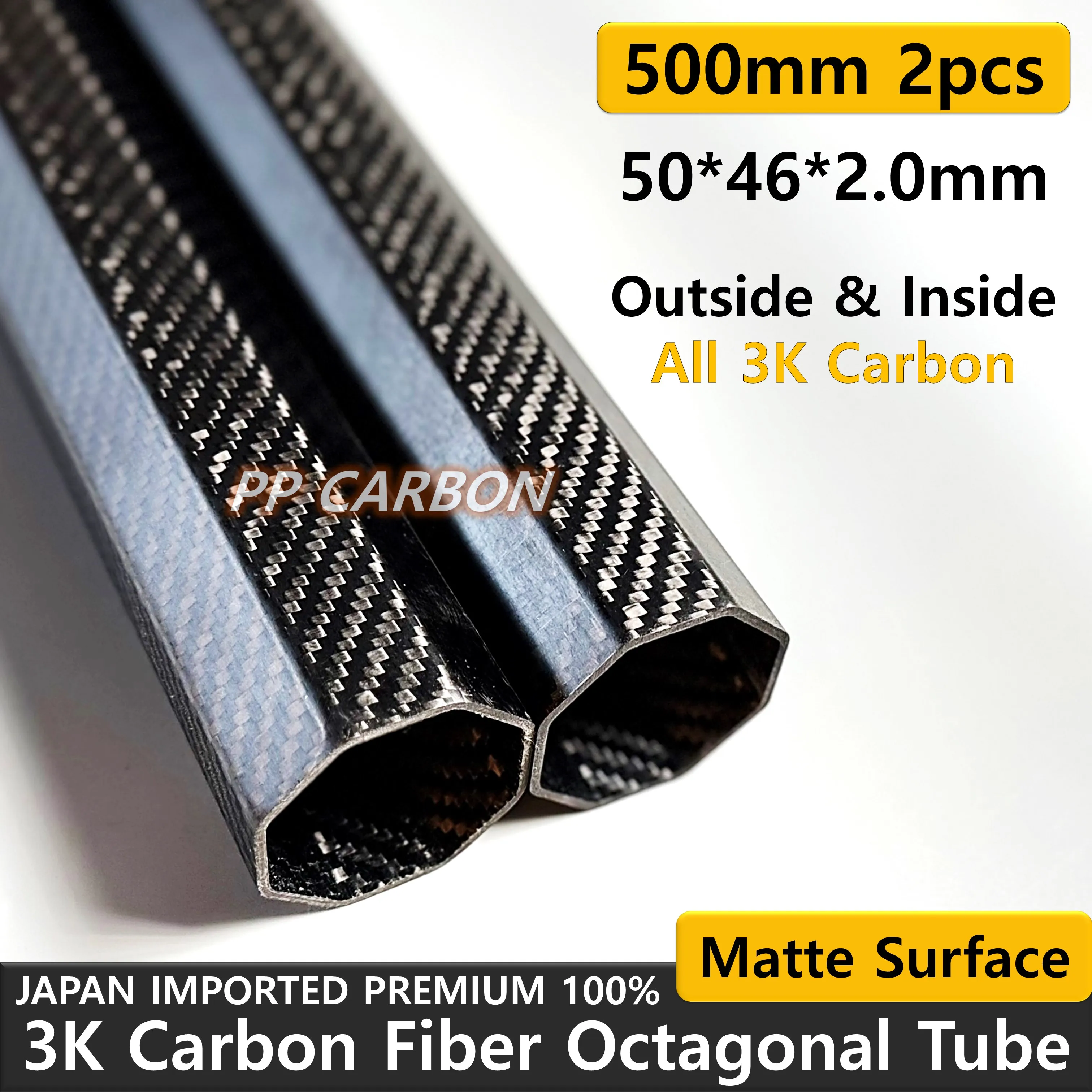 50x46x500mm Carbon Fiber Octagonal Tube 3K High Hardness Composite Material Matte Weave Twill Carbon Frame Pipe for Drone Parts