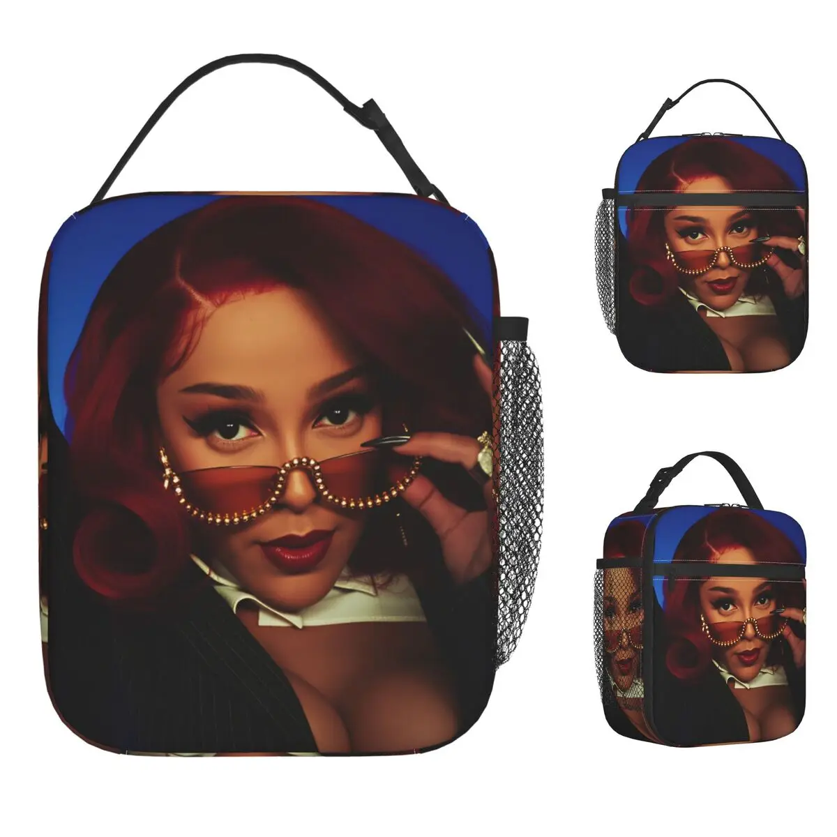 

D-doja Cat Meme Lunch Bag Leisure Lunch Box Outdoor Picnic Convenient Thermal Tote Handbags For Unisex Oxford Print Cooler Bag