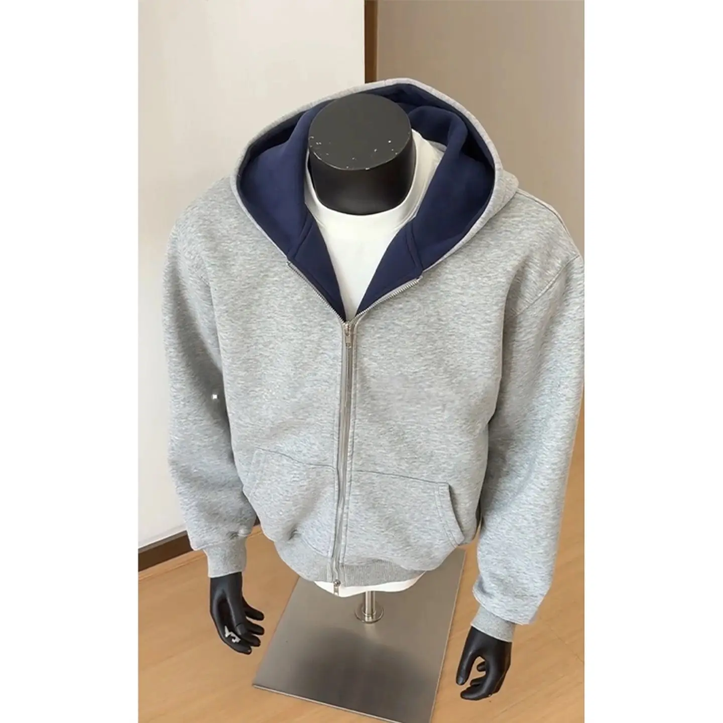 Cleanfit Kapuzenpullover mit Spleißdesign, Herren Markenjacke mit Doppelreißverschluss, modischer vielseitiger Trainingsanzug, Herren Zip-Up Hoodie