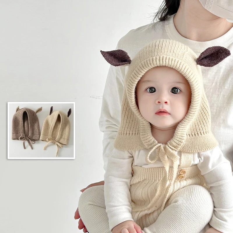 لطيف الكرتون الطفل بالاكلافا قبعة الحلو الحيوان الأذن رفرف قبعة مع حماية الرقبة الدافئة يندبروف الخريف الشتاء مجموعة ل 1-4 سنوات