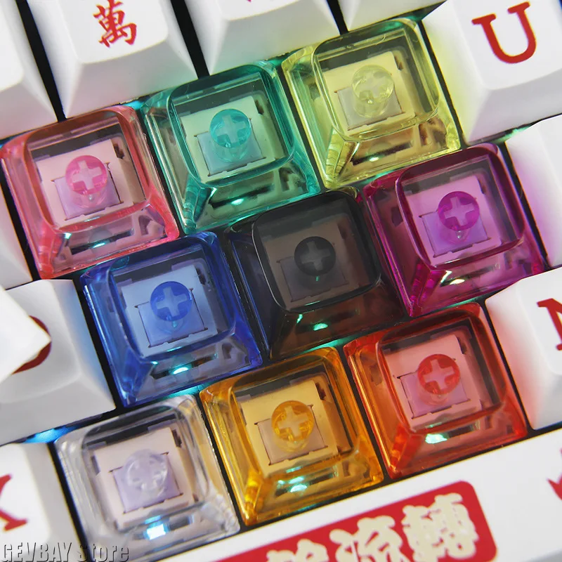 10pcs High Transparency Backlit Keycap XDA2 Height 9.3mm Transparent Ball Cap Keycaps Multi-Color for Mechanical Keyboard